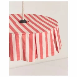 Abat-jour Vibes rayé en voile de coton bio | Rouge