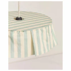 Abat-jour Vibes rayé en voile de coton bio | Turquoise
