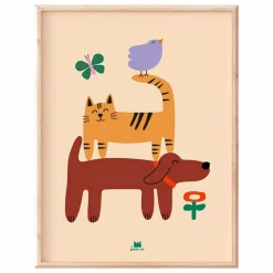 Affiche Chien, Chat et Oiseau | Sable