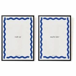 Affiches Wake up - Maybe later - Set de 2 | Bleu