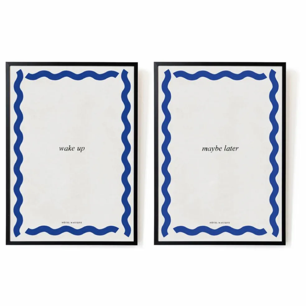Affiches Wake up - Maybe later - Set de 2 | Bleu