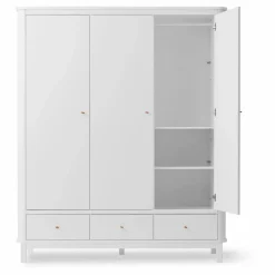 Armoire 3 portes en bouleau 204x168 cm | Blanc