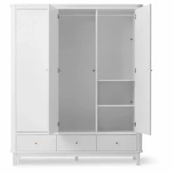 Armoire 3 portes en bouleau 204x168 cm | Blanc
