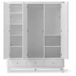 Armoire 3 portes en bouleau 204x168 cm | Blanc