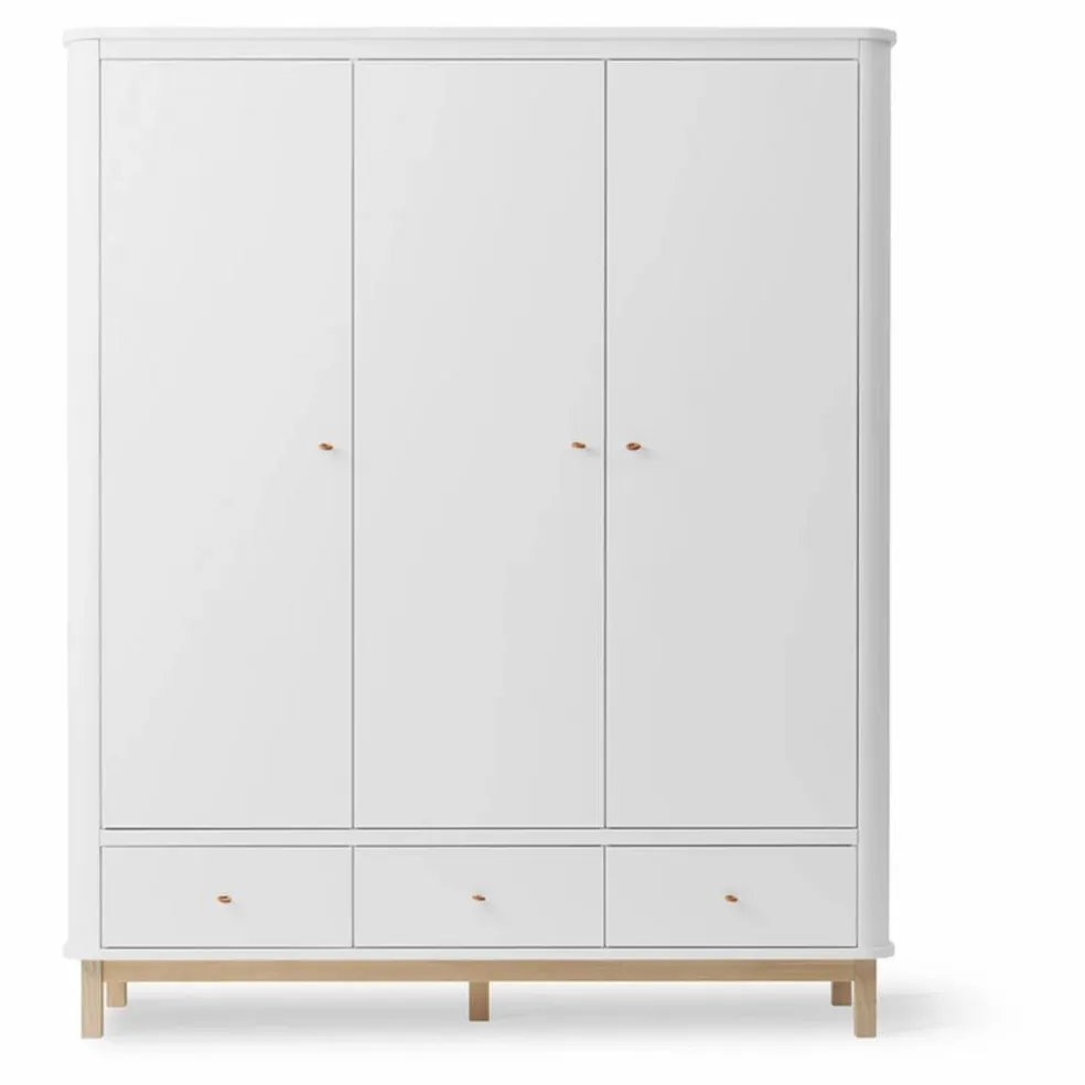 Armoire 3 portes en chêne | Blanc