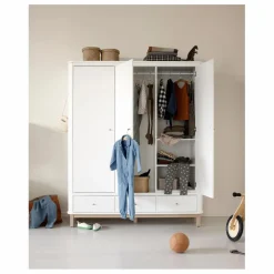 Armoire 3 portes en chêne | Blanc