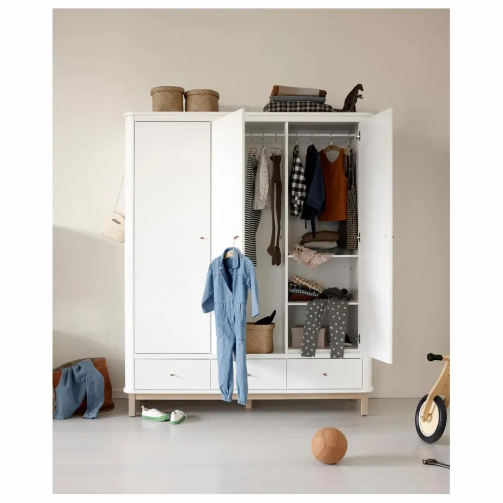 Armoire 3 portes en chêne | Blanc