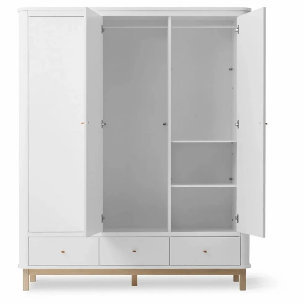 Armoire 3 portes en chêne | Blanc
