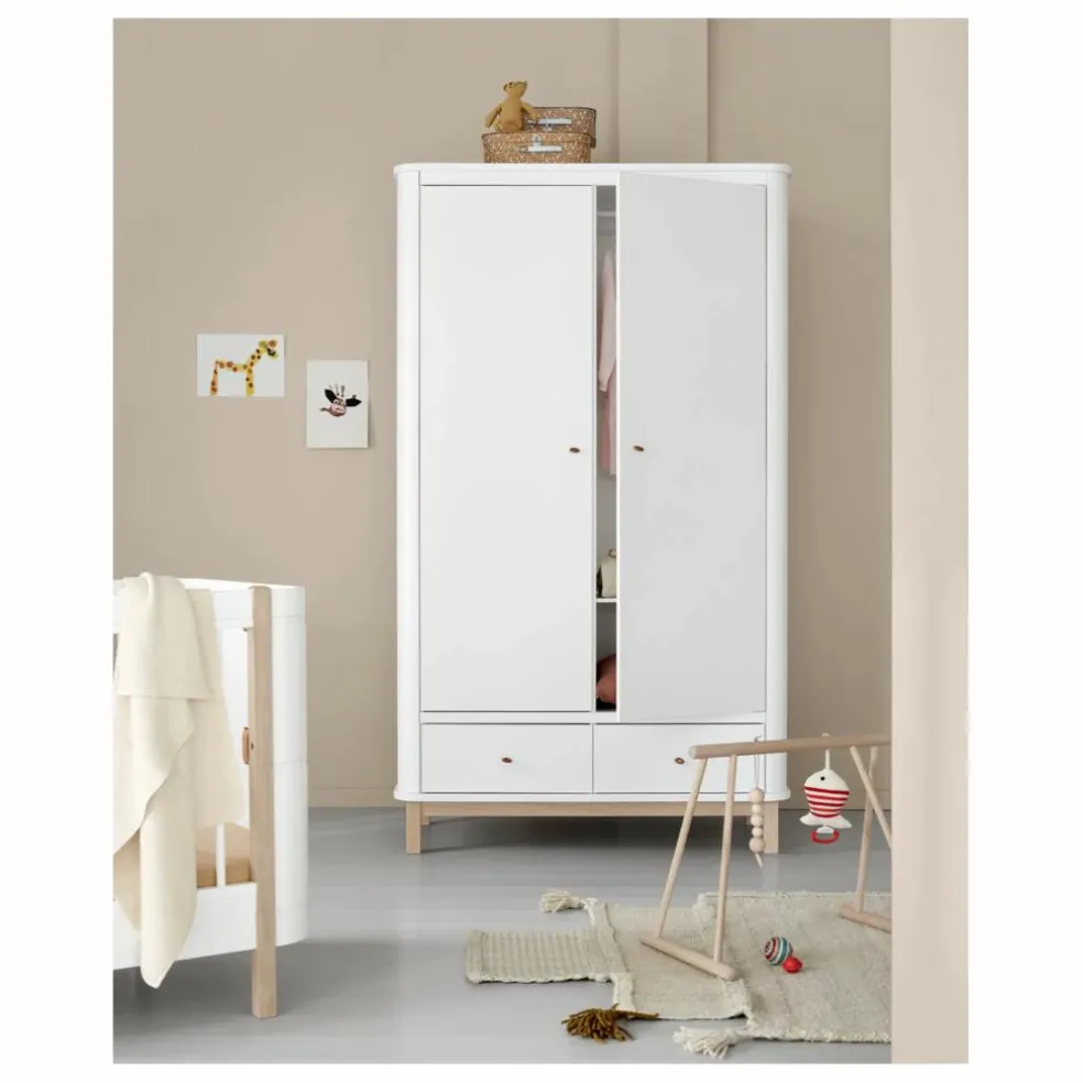 Armoire 2 portes en chêne | Blanc