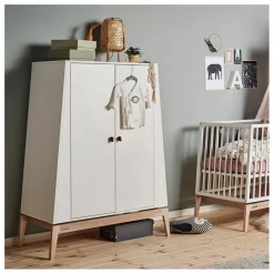 Armoire basse Luna chêne - 2 portes | Blanc