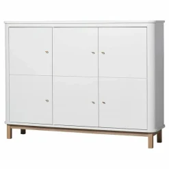 Armoire multi-rangement 3 portes en chêne | Blanc