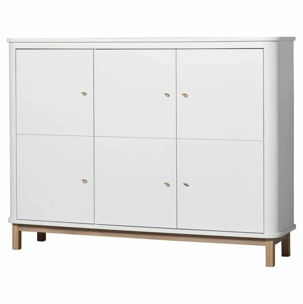 Armoire multi-rangement 3 portes en chêne | Blanc