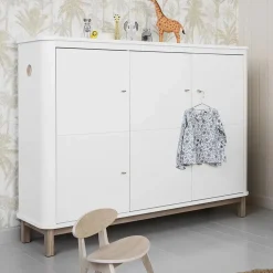 Armoire multi-rangement 3 portes en chêne | Blanc