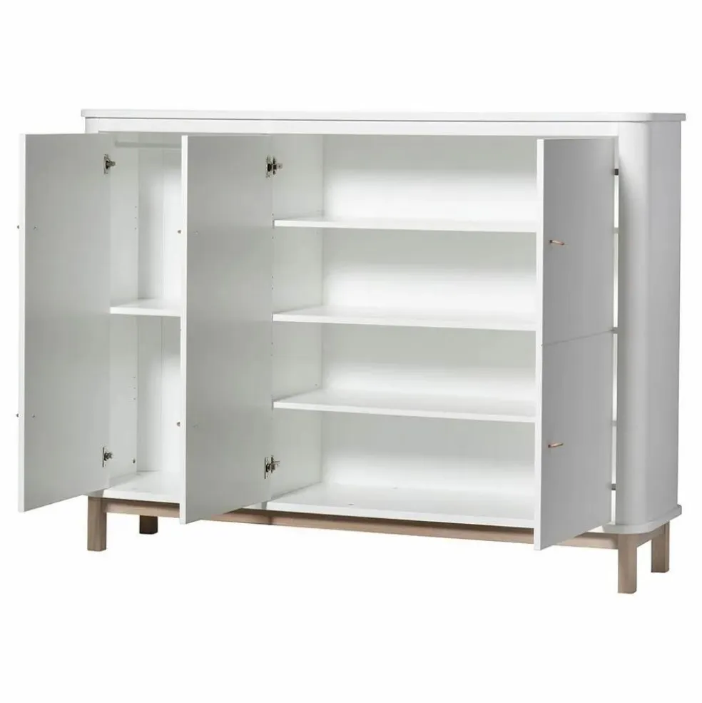 Armoire multi-rangement 3 portes en chêne | Blanc