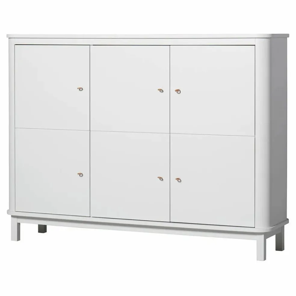 Armoire multi-rangement 3 portes en bouleau | Blanc