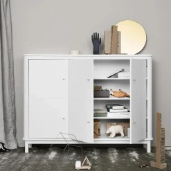 Armoire multi-rangement 3 portes en bouleau | Blanc