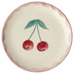 Assiette à dessert en céramique Cerise | Ecru