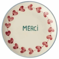 Assiette à dessert en céramique Merci | Rose