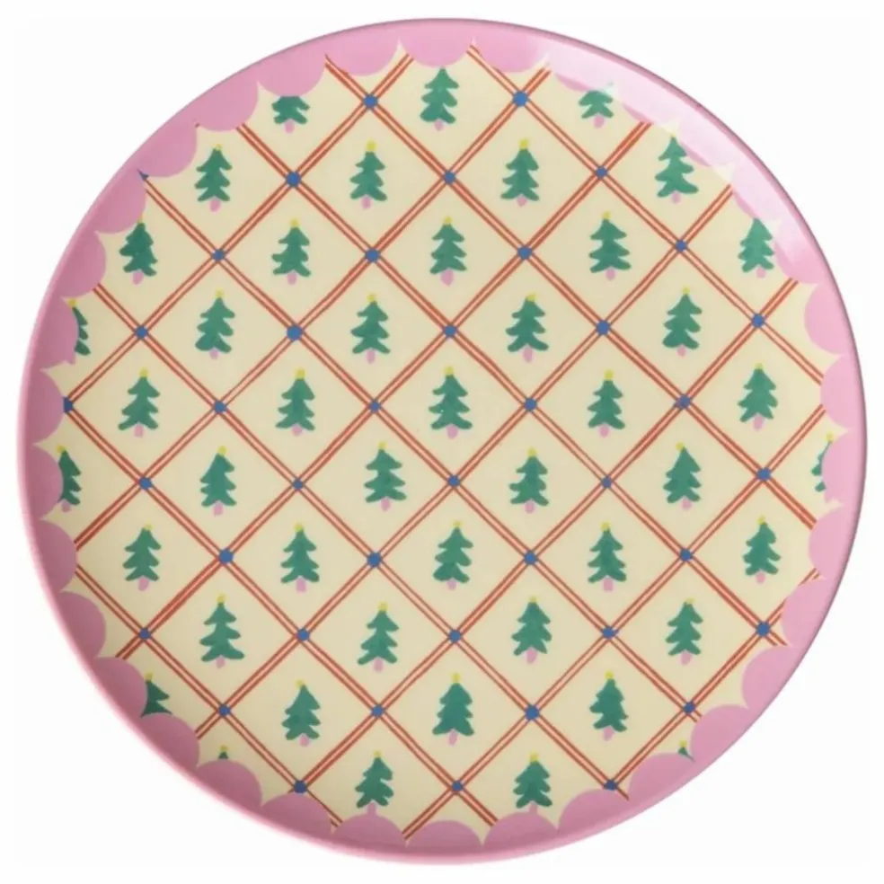 Assiette à dessert en mélamine Sapins | Crème
