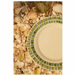 Assiette à dîner à damiers | Bleu Vert