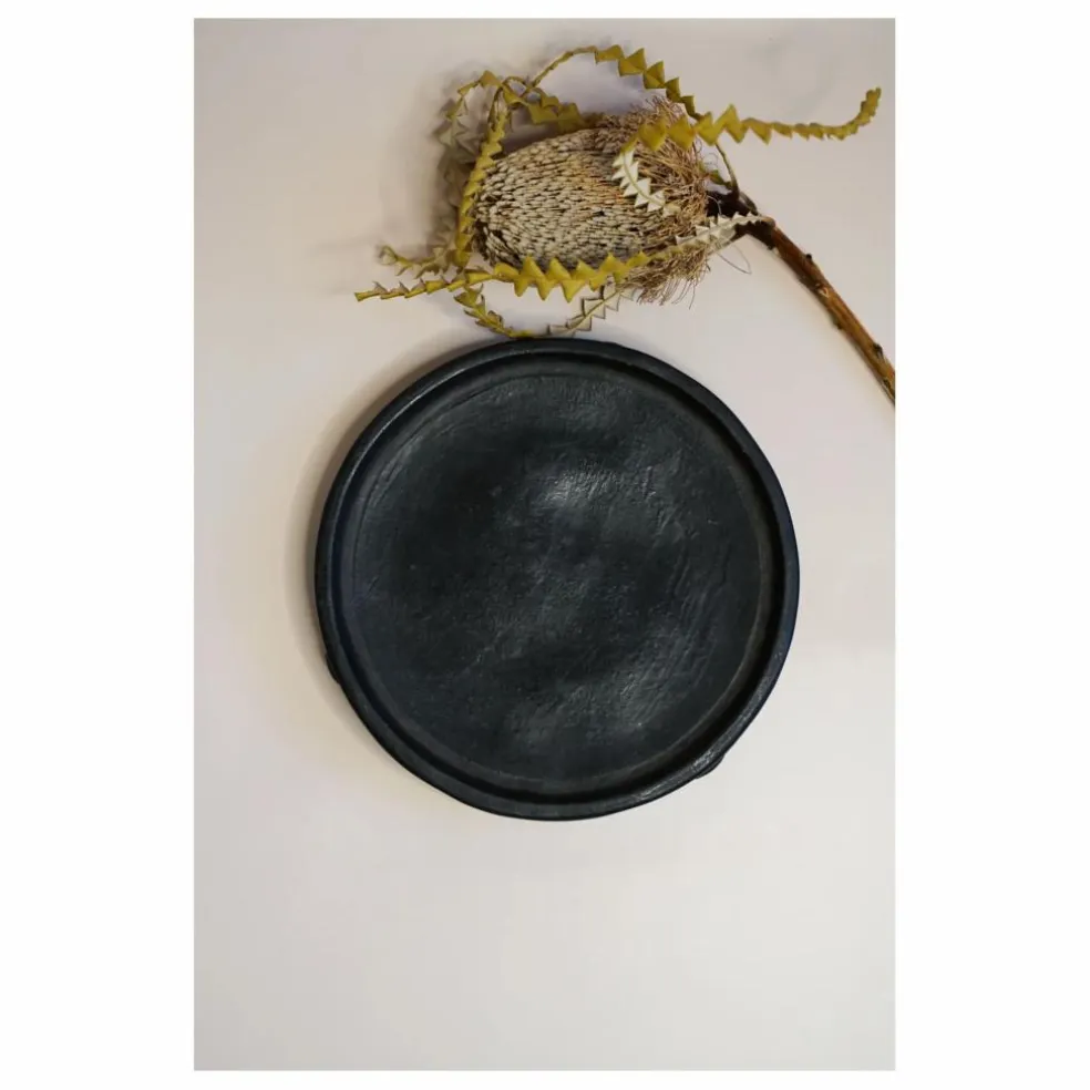 Assiette avec piétement en terracotta | Noir