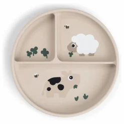 Assiette compartimentée avec ventouse Tiny Farm | Sable
