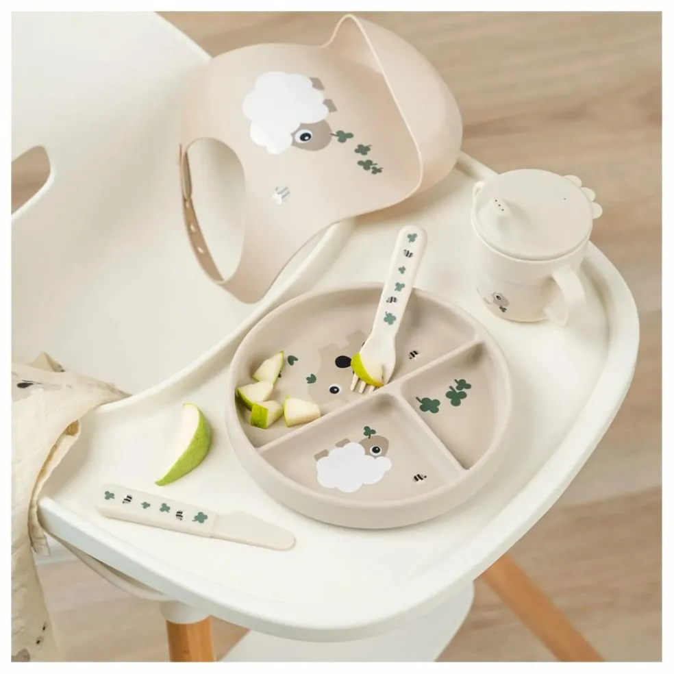 Assiette compartimentée avec ventouse Tiny Farm | Sable