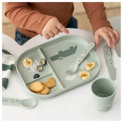 Assiette compartimentée Croco | Sauge