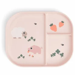 Assiette compartimentée Tiny Farm | Rose