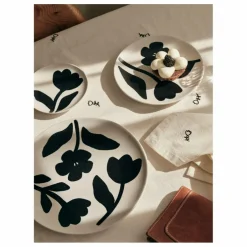 Assiette en grès Flora | Noir