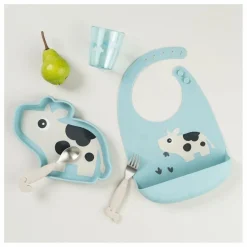 Assiette en silicone avec ventouse Dotti | Bleu ciel