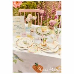 Assiettes en forme de lapin floral printanier - Set de 8 | Pastel