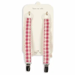 Attache-tétine Bubblegum Check | Rouge