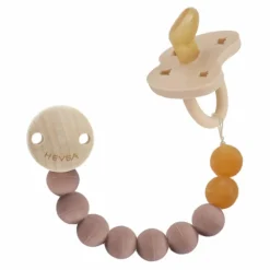 Attache-tétine en caoutchouc naturel et bois d'hévéa | Terracotta