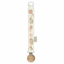 Attache-tétines brodé Augusta | Rose pêche