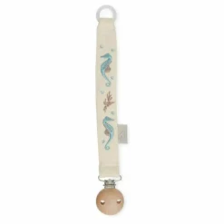 Attache-tétines brodé Sea Garden | Bleu