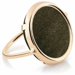 Bague Disc | Obsidienne Dorée