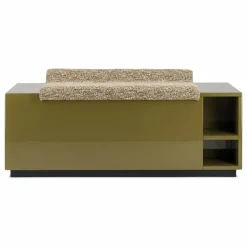 Banc coffre Cameleon en bois laqué et tissu effet tweed | Tigre
