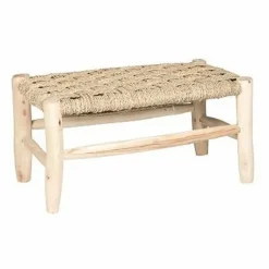 Banc en bois et feuille de palmier - L60 cm x H30 cm