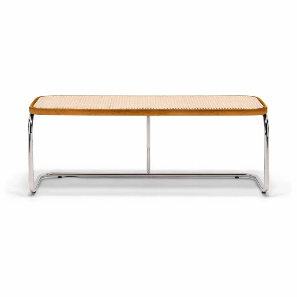 Banc Panchina cannage et métal chromé