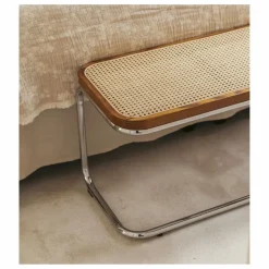 Banc Panchina cannage et métal chromé