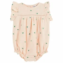 Barboteuse Brodée Fleurs | Rose pâle