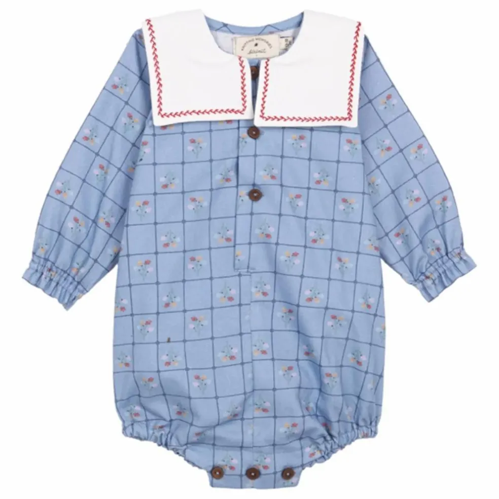Barboteuse Catherina Coton Bio | Bleu