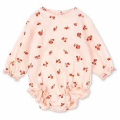 Barboteuse Chleo Fleurie Coton Bio | Rose pâle