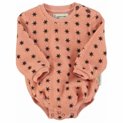 Barboteuse Côtelée Etoiles Coton Bio | Corail