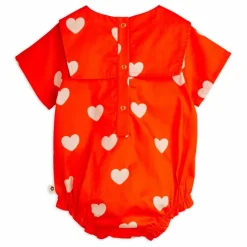 Barboteuse Cœurs Coton Bio | Rouge
