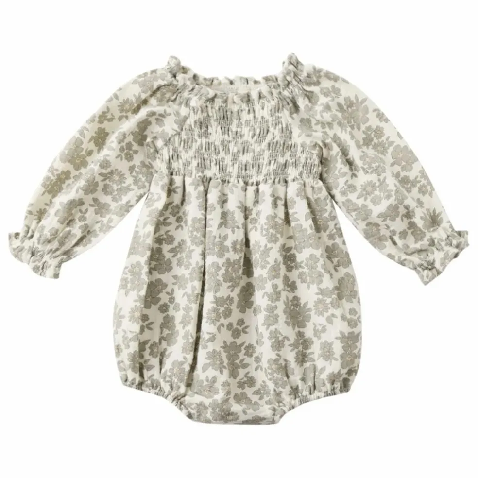 Barboteuse Fleurie Gaze de Coton Bio | Ivoire
