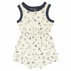 Barboteuse Francis Motifs Coton Bio | Blanc