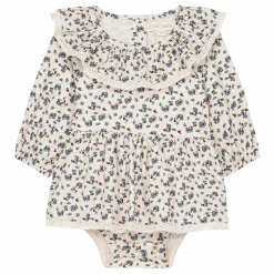 Barboteuse India Fleurie Popeline Coton Bio | Crème