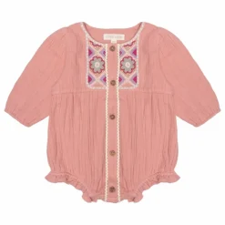 Barboteuse Lilana Gaze de Coton | Rose